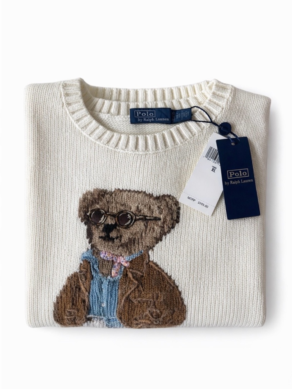 NWT Polo Ralph Lauren Bear Sweater Cream Neutral Preppy